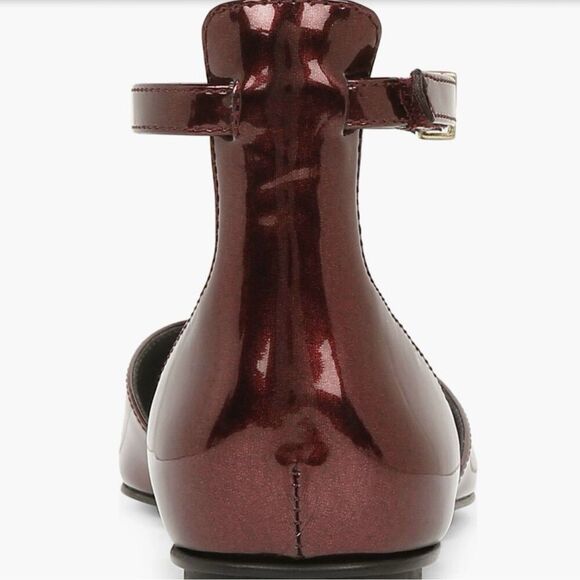 FRANCO SARTO Racer Ankle Strap d'Orsay Pointed Toe Flat Red Metallic NEW - Picture 3 of 12